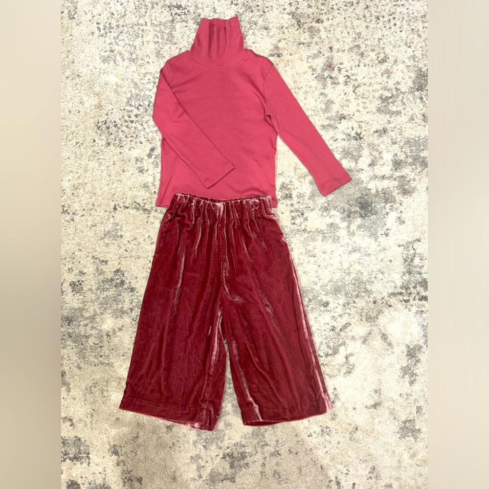 Rare! COS Kids 2 Pc Outfit Bundle Turtleneck & Pants Pink Girls Size 4-6 NWOT!